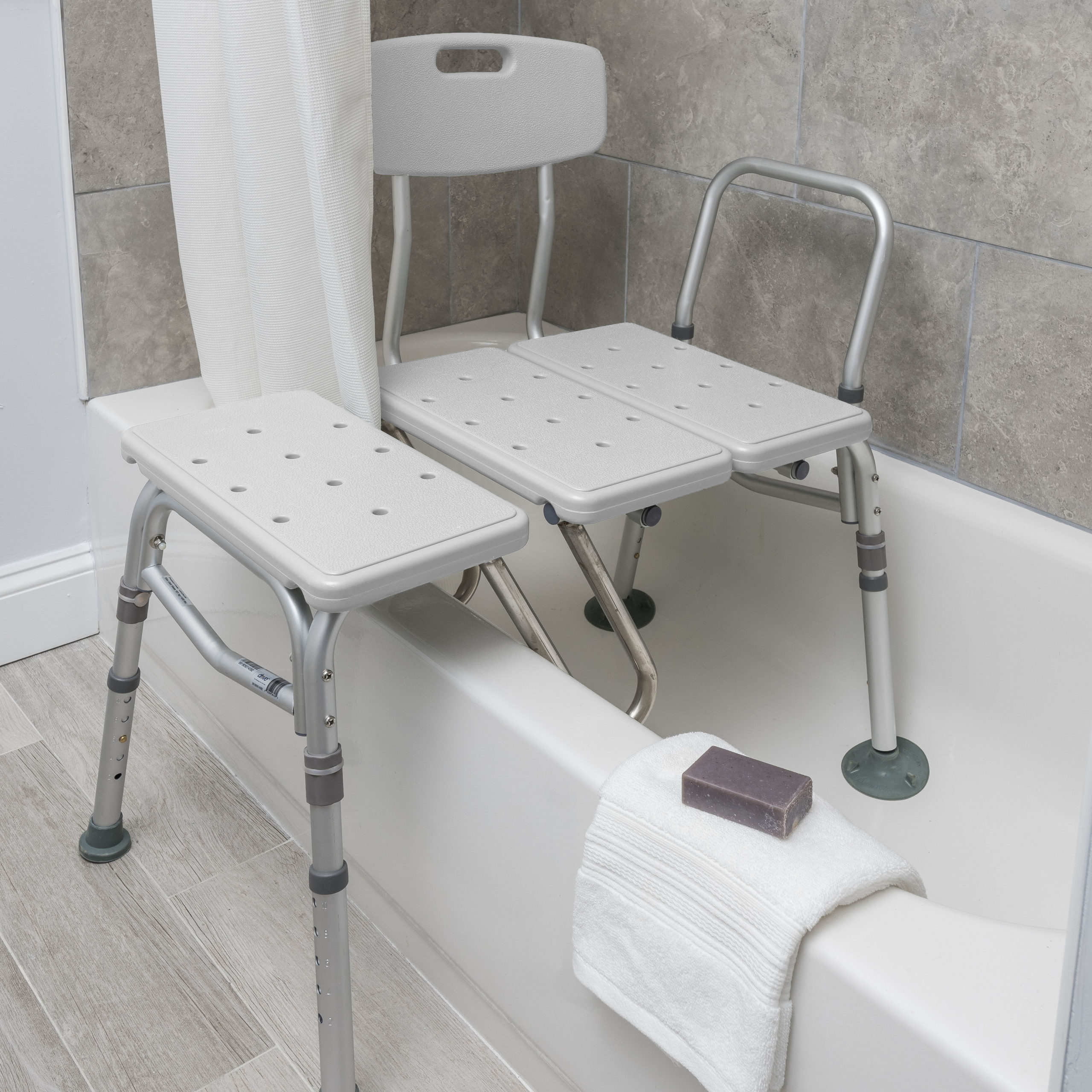 Drive Medical Splash Defense Transfer Bench with Curtain Guard Protection - Image 4