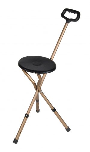 Drive Medical Folding Lightweight Cane Seat - Adjustable Height - Bronze