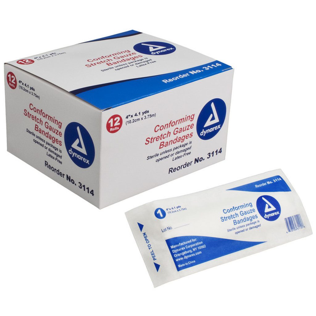 Dynarex 4" X 4 Yds Sterile Stretch Gauze Bandage Rolls